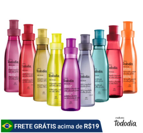 Tododia Body Splash Colônia Feminina Natura 200ml: Macadâmia, Algodão, Cereja & Avelã, Ameixa & Flor de Baunilha e mais