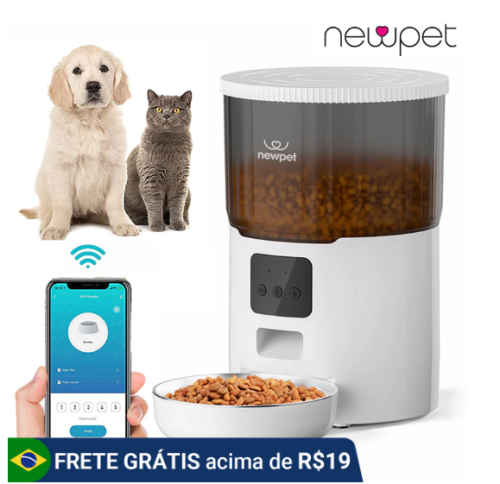 Alimentador Pet Tigela De Aço 4L Inteligente Automático Wi-Fi APP Dispensador de Comida para Gatos