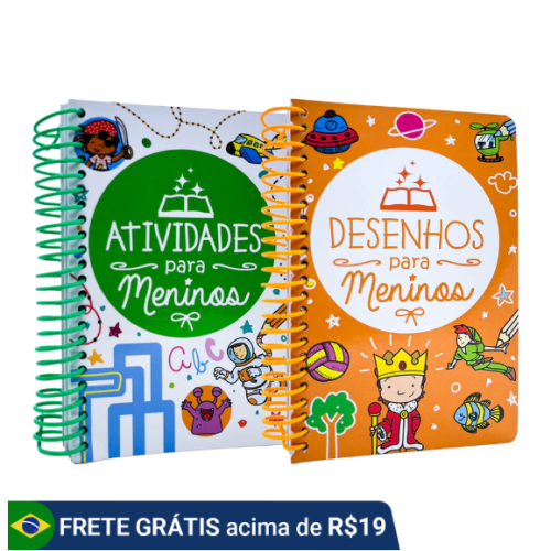Atividades + Desenhos para Meninos com Espiral – Desafios, Desenhos e Muito Mais – 2 Livros Físicos