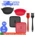 Kit Completo Jogo Utensílios de Cozinha Luxo 19 Peças Com Tábua em Silicone Espátula Faca Tesoura