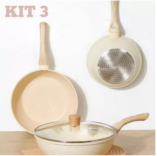 Kit Frigideiras Cerâmica Antiaderente Grande Não Gruda Não Vai Óleo Panela Dieta Fitness Utensílio