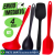 Jogo de 4 Utensílios de Cozinha Silicone Resistente Casa Buffet Restaurante