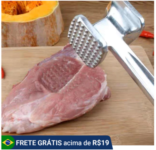 Martelo Amaciador Para Carne Em Alumínio Cozinha Bater Bife Duas Faces Aço Inoxidável