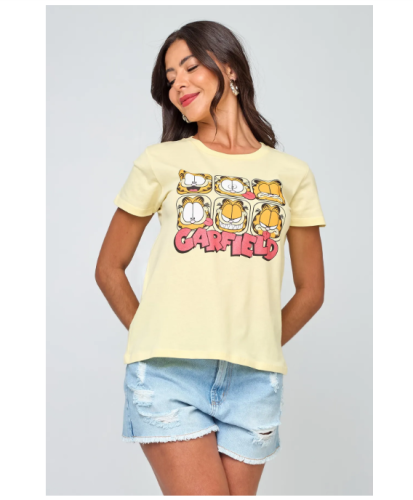 Camiseta Feminina Garfield Moods Amarela