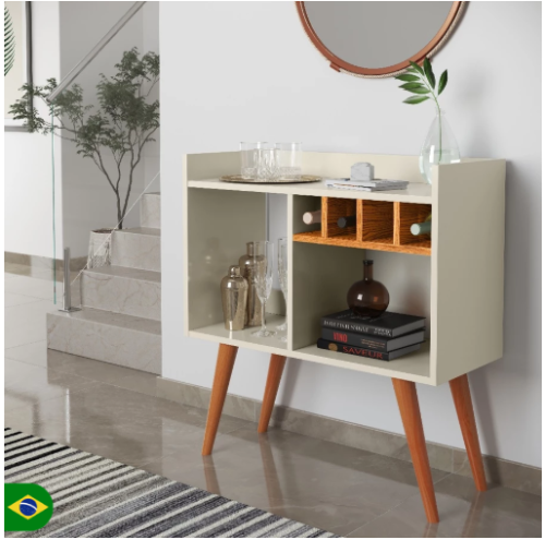 Aparador Bar Modelo RUBI Retro Com Adega Buffet Café Pés Palito