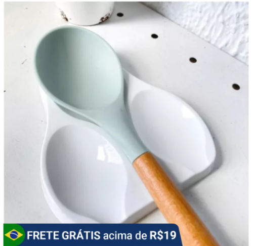 Suporte Para Colher Plus 3 Lugares Plástico Branco Descanso para colheres