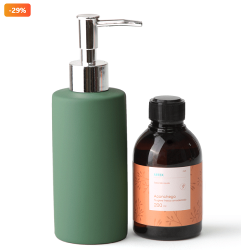 Kit Porta-Sabonete Líquido Jungle + Refil Aconchego 2 Peças