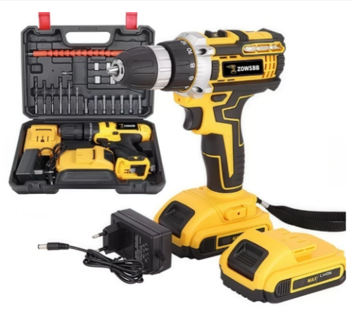 Furadeira elétrica parafusadeira Furadeira De Impacto 21V 2 Baterias ferramentas martelete rompedor