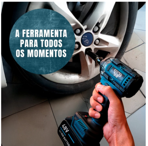 Chave Elétrica para Roda Parafusadeira Furadeira de Impacto 48V 500Nm Alta Potência Ferramenta