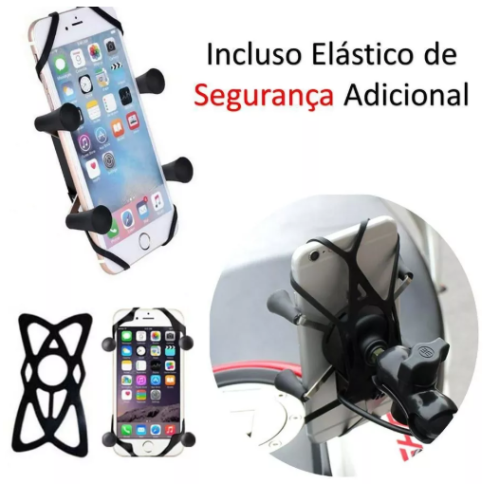 Suporte De celular universal para Moto Motocicleta com Carregador Usb Gps Articulado Pinca Aranha Aluminio