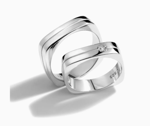 Kit Aliança Life Quadrada Prata