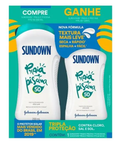 Kit Protetor Solar Corporal Sundown Praia e Piscina FPS50 200ml + 120ml
