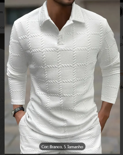 Novas Camisas Polo Masculinas para Primavera e Outono, Elegantes e Casuais Tricô Jacquard T-Shirts para Homens.
