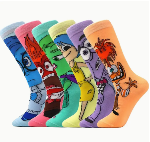 6peças Meias de Personagens de Desenho Animado, Divertidas e Fofas, Confortáveis, Respiráveis, Elásticas – Ideais para Presentes, Festas e Uso Diário