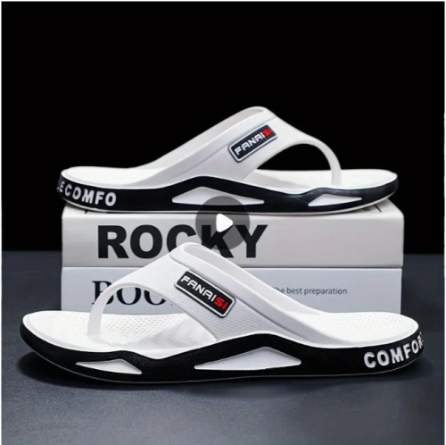 Sandálias de Slide Leves e de Secagem Rápida para Homens – Chinelos Estilosos com Dedo Aberto e Estampa da Letra “FANAI”, Material Respirável em PVC para Uso Interno/Externo na Praia & Vestuário Casual, Sapatos de Praia