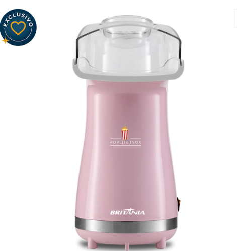 Pipoqueira Rosa Britânia Poplite Inox Sem Óleo BPI01RS