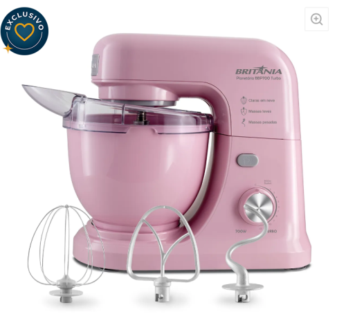Batedeira Planetária BBP700RS Rosa Turbo 4L 700W