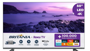 Smart TV 50” Britânia Roku TV Led Dolby Audio BTV50G3ERSGB