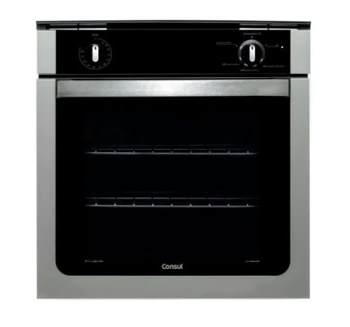 Forno a Gás de Embutir Consul Grill Autolimpante – com Timer 78L Preto e Prata COA84BR