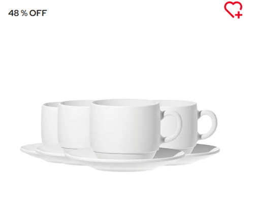 Jogo de Xícaras para Café Nadir Opaline 90ml com 4 peças