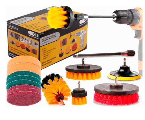 Kit 14 Escova Limpeza Pesada Encaixa Parafusadeira Furadeira – Oz