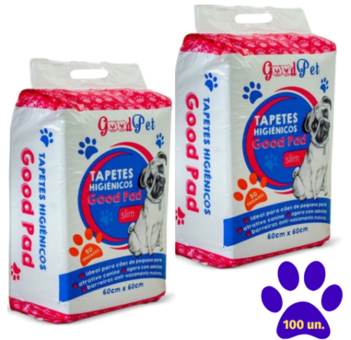 Tapete Higiênico Good Pad Para Cachorro 60×60 cm Kit 100 unidades Cães Gatos Higienico Cachorros