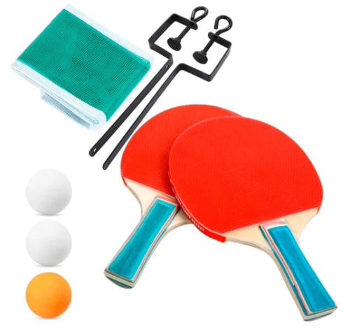 Raquete Tênis De Mesa Ping Pong Kit 2 Raquetes 3 Bolinhas 1 Rede Para Mesa
