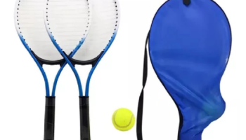 Kit Tênis Com 2 Raquetes + Bola E Capa Com Alça Cor Azul Esporte