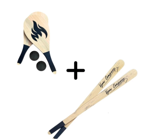 Kit 2 Tacos Betes + 2 Raquetes Frescobol + 2 Bolas de Borracha