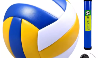 KIT BOLA DE VOLÊI OFICIAL + BOMBA DE AR ORIGINAL TAMANHO PROFISSIONAL N° 5 INFANTIL VOLEIBOL VOLEI CRIANÇA MENINO MENINA