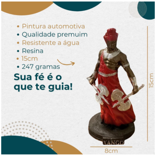 Xangô (D) 15cm – Resina – Umbanda candomblé