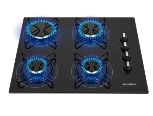 Cooktop 4 Bocas Mondial a Gás GLP Preto – CTG-01