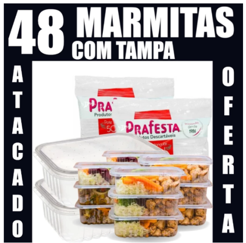POTE PLASTICO DESCARTÁVEL MARMITA CONGELADOS TAMPA 250ML 350ML 500ML 750ML 1000ML TRANSPARENTE