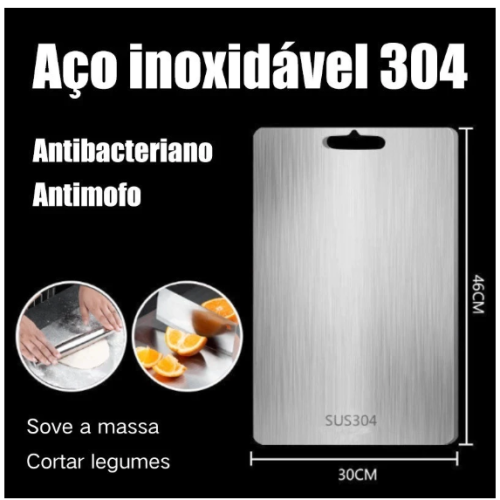Tábua De Corte 304 Aço Inoxidável Antibacteriana À Prova De Mofo 46 cm tábua de cozinha