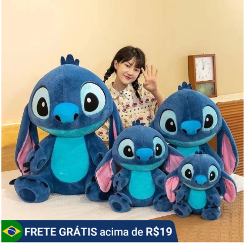 Stitch Pelúcia Fofinha 42/47cm – Alien Azul Macio, Aconchegante e Perfeito para Presente