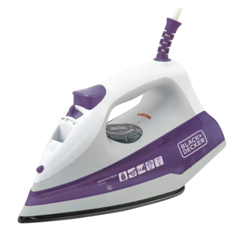 Ferro de Passar Roupa a Vapor e a Seco Black + Decker Essential Steam FX1000 Branco e Roxo