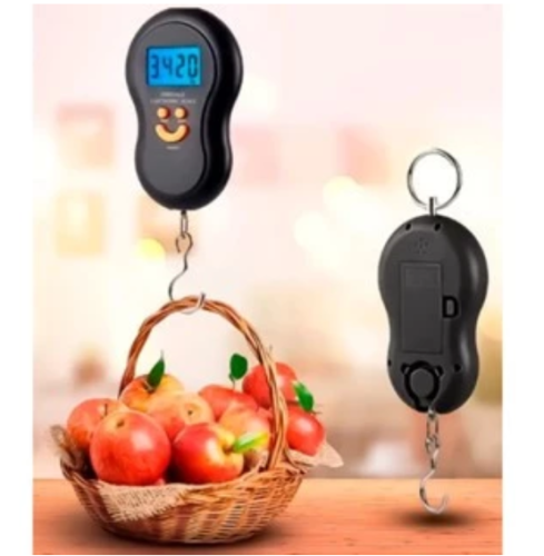 Balança Portátil Profissional -Capacidade 50kg com Gancho Resistente Tara Automática Ideal para Pesca Material ABS Durav