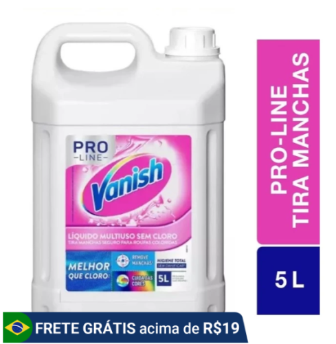 Vanish Pro Line Tira Manchas Líquido Multiuso Roupas Brancas e Coloridas 5 Litros Original