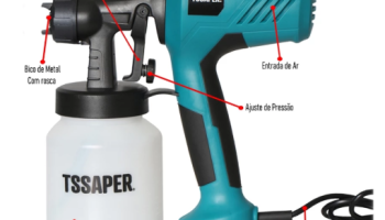 Pistola Elétrica para Pintura Pulverizador de tinta Compressor com Bico de Metal 450w TSSAPER