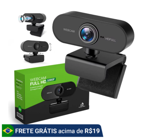 Webcam Câmera Full Hd Zoom 1080p 360 Graus Videoconferência Streamcam Web Cam Entrada Usb 2.0 Com Microfone