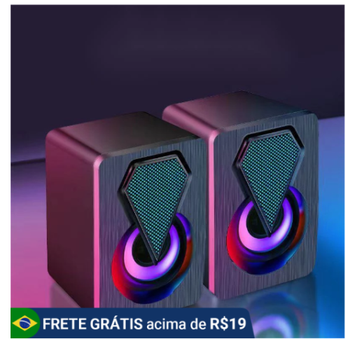 Caixa de som Pc Gamer Com Luz RGB Estéreo 2.0 Para Computador Notebook