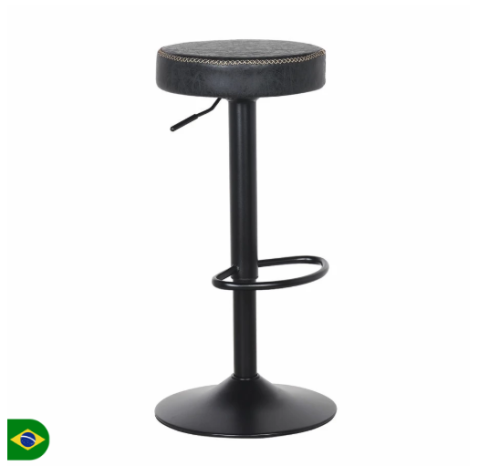 Banqueta Alta Viena Preta para Cozinha e Bar: Giratória com Regulagem de Altura Vintage