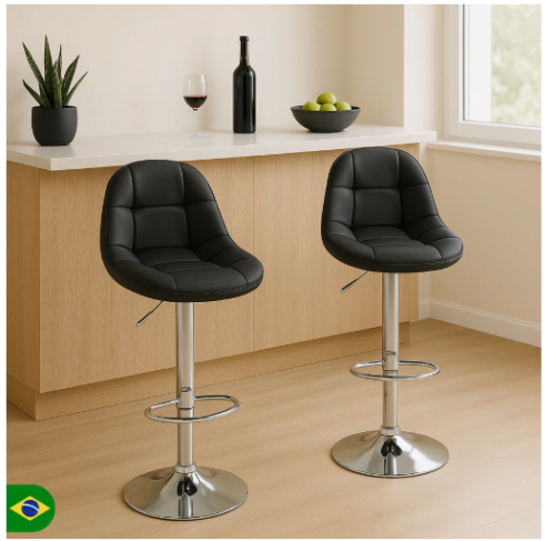 Kit 2 Banquetas Giratórias Gomos Confort Preta