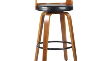 Banqueta para Cozinha Alta Giratória Madeira Roma Preto/Marrom