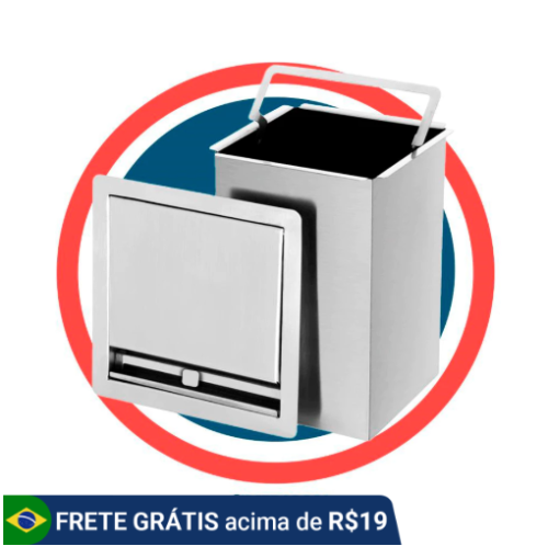 Lixeira Quadrada Cozinha Embutir 4l Inox 304 Não Enferruja