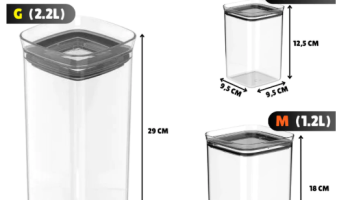 6 Potes Herméticos em Acrílico Cristal para Cozinha e Design Empilhável Organizador para Mantimentos