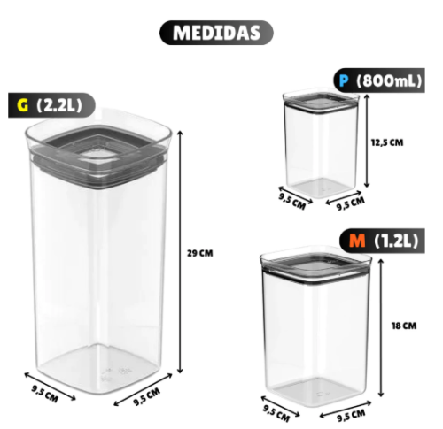 6 Potes Herméticos em Acrílico Cristal para Cozinha e Design Empilhável Organizador para Mantimentos