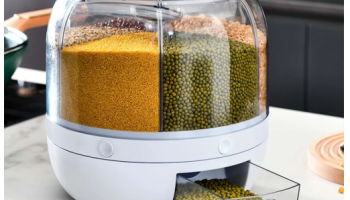 Dispenser Alimentos Graos Giratório 6 Divisoes de 1 Litro Mantimentos Cereais