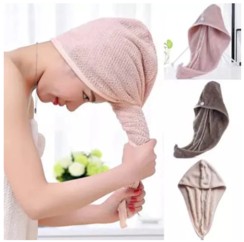 Toalha/Touca microfibra Para Seca Cabelo Rapido Com Botão Antifrizz Grande Toalha Mágica