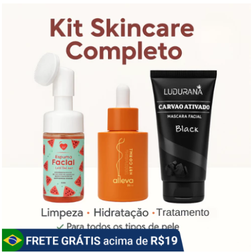 Kit Skincare – Limpeza, Hidratação, Máscara Facial, Vitamina C e Controle de Oleosidade